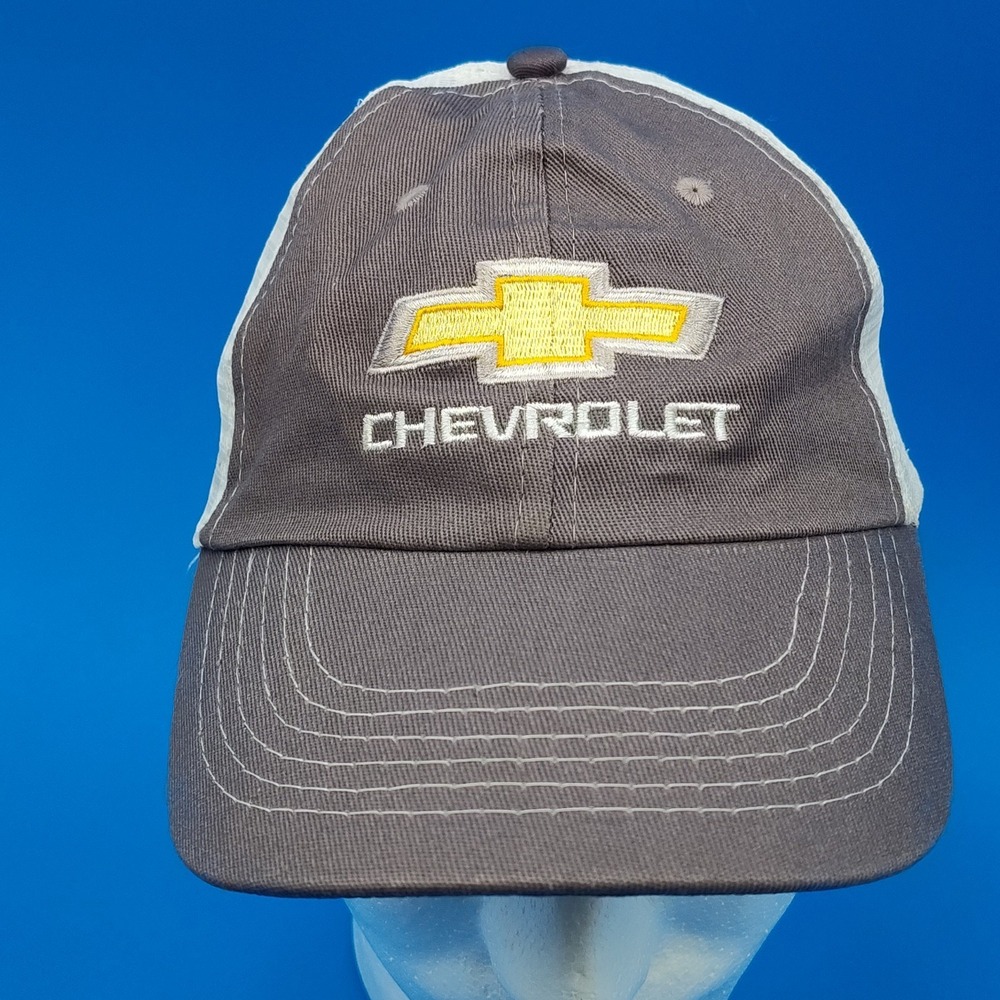 ✅Chevrolet Gray/White Vintage Trucker Cap Hat One Size Mesh-Back Collectable📸👀